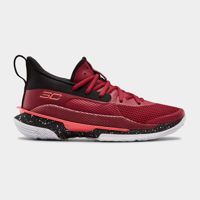 Under Armour Curry 7 - Chlapcenske Basketbalove Topanky - Červené/Čierne